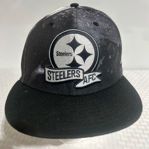 Pittsburgh Steelers  AFC New Era 9FIFTY Sideline Ink Dye Black Adjustable Hat.